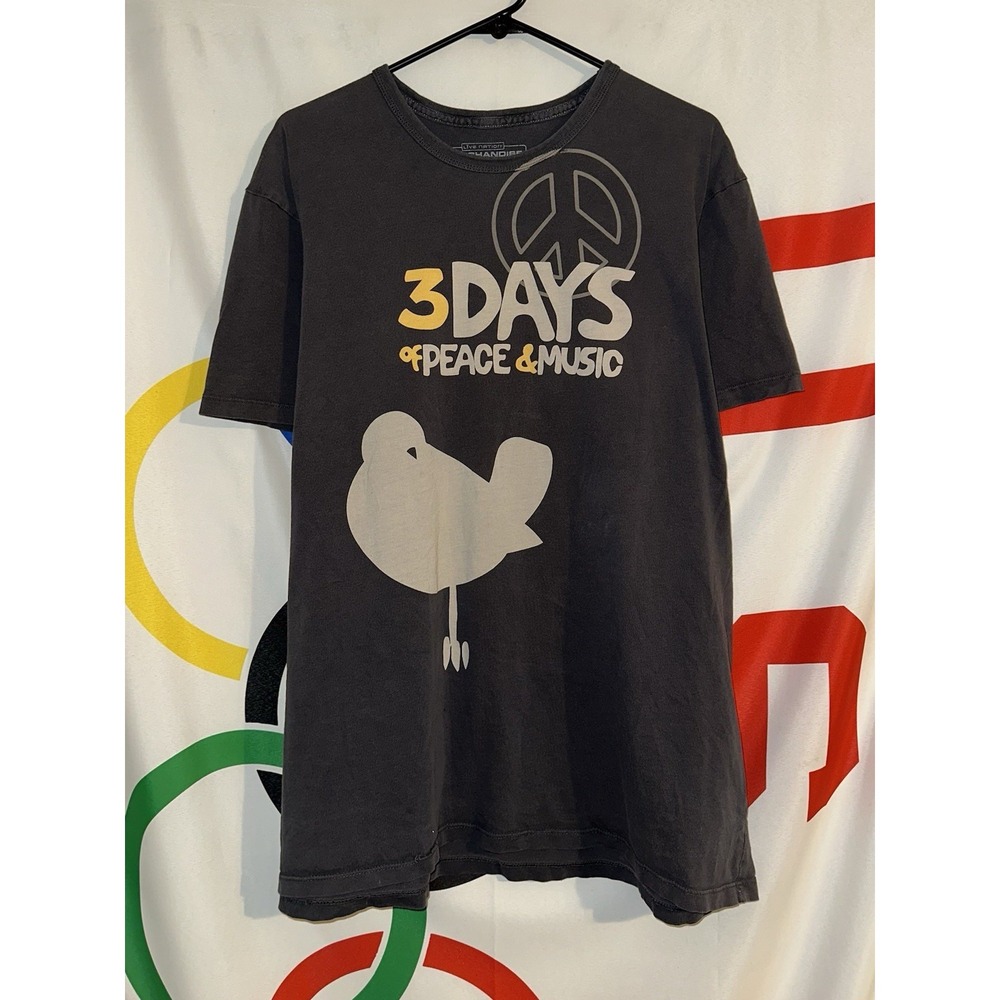 Live Nation Woodstock T Shirt 2XL Gray Festival 3 Days Music Peace